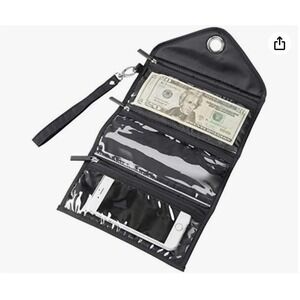 Clever Container Black Roll Up‎ Travel Organizer Wristlet Pouch Wallet